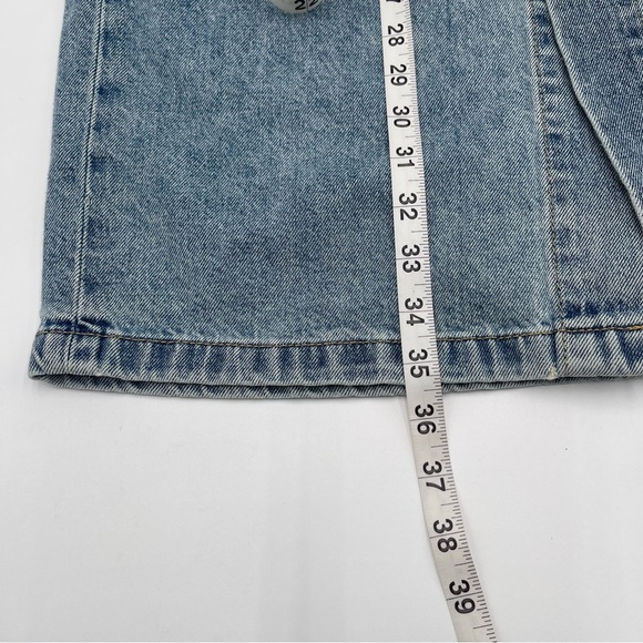 Levi's Premium Button Midi Jean Denim Skirt Size 31 Patch Design 100% Cotton New - Picture 16 of 16